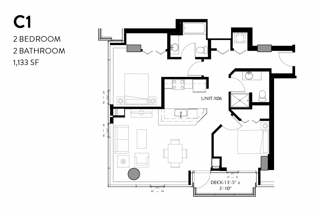 Floor plan for 2 beds, 2 baths, 1514 sqft